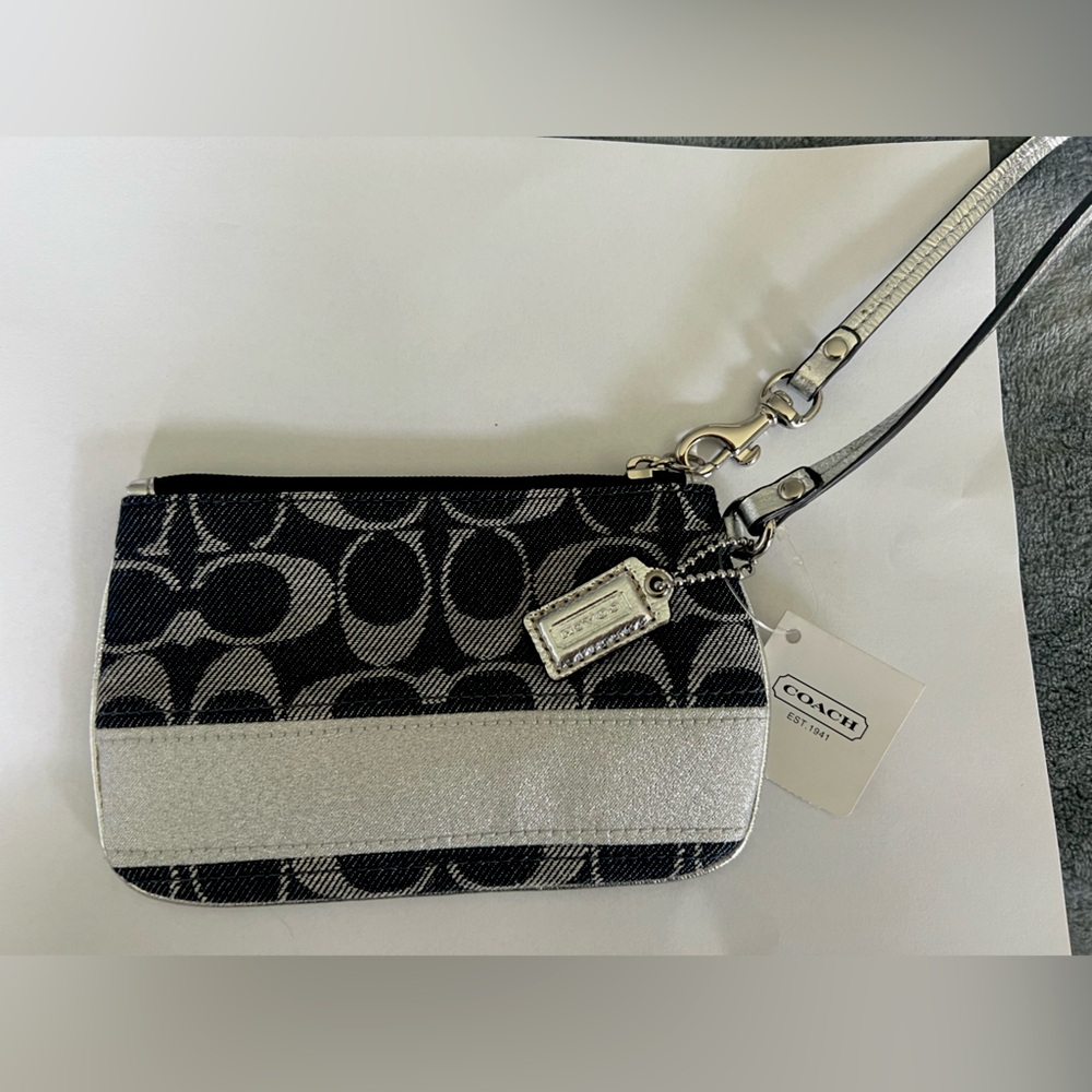 Coach Denim and Silver Wristlet